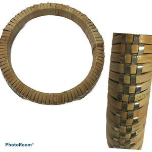 Bohemian Artisan Bamboo Bangle bracelet woven wood